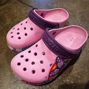 Pink light up Crocs with butterfly. Size 1